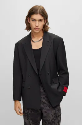Double-breasted oversize-fit jacket a tropical wool blend