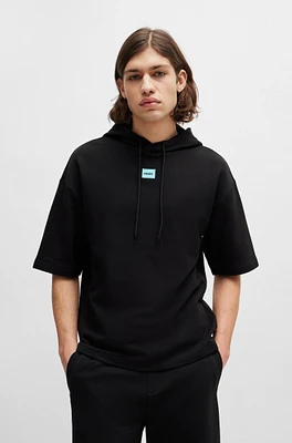 Short-sleeved relaxed-fit hoodie cotton terry