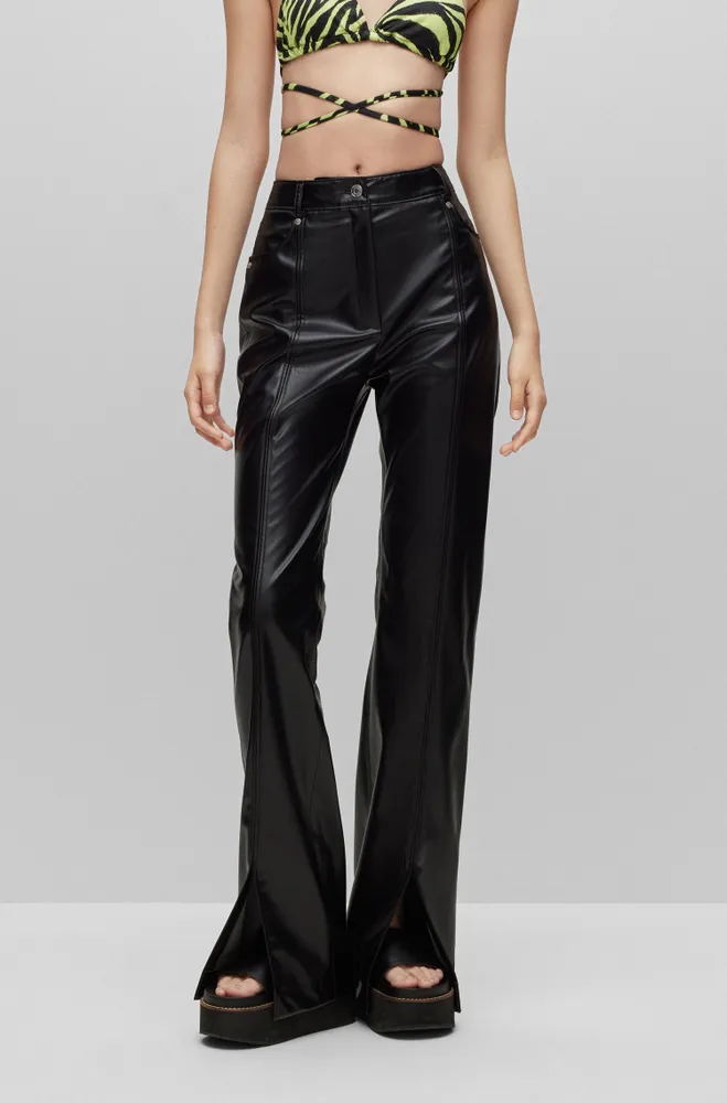 Zara HIGH-WAISTED FAUX LEATHER ZW MARINE STRAIGHT PANTS