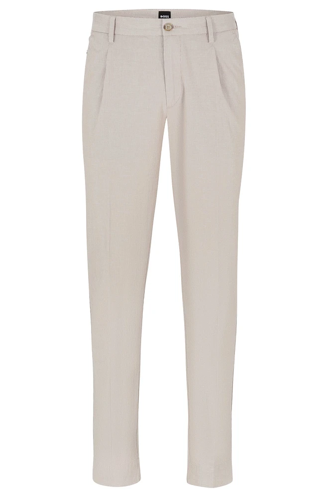 Slim-fit trousers a patterned stretch-cotton blend