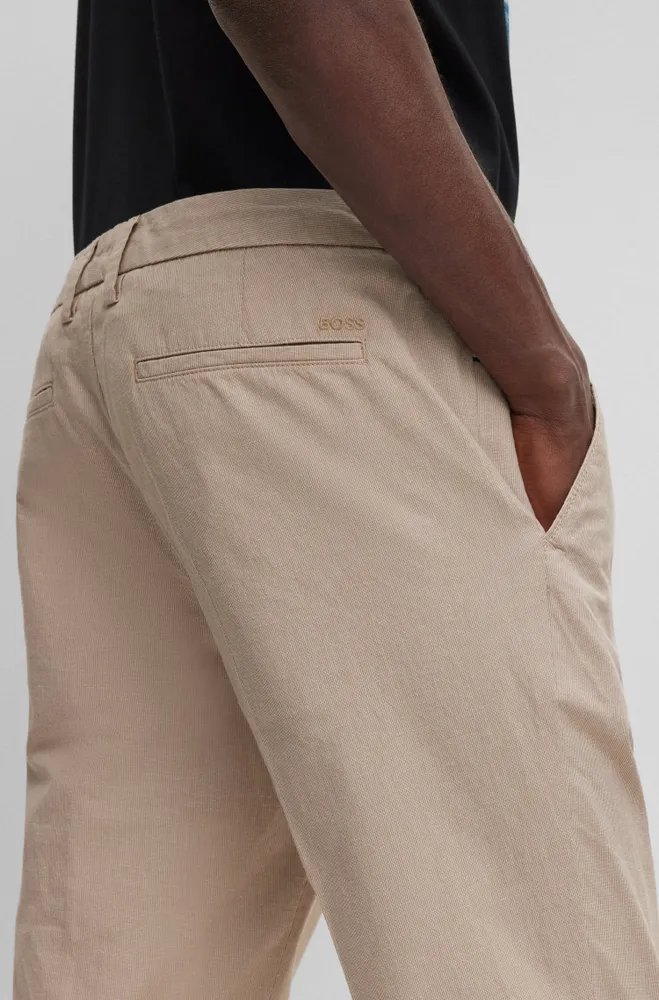 Slim-fit trousers a patterned stretch-cotton blend