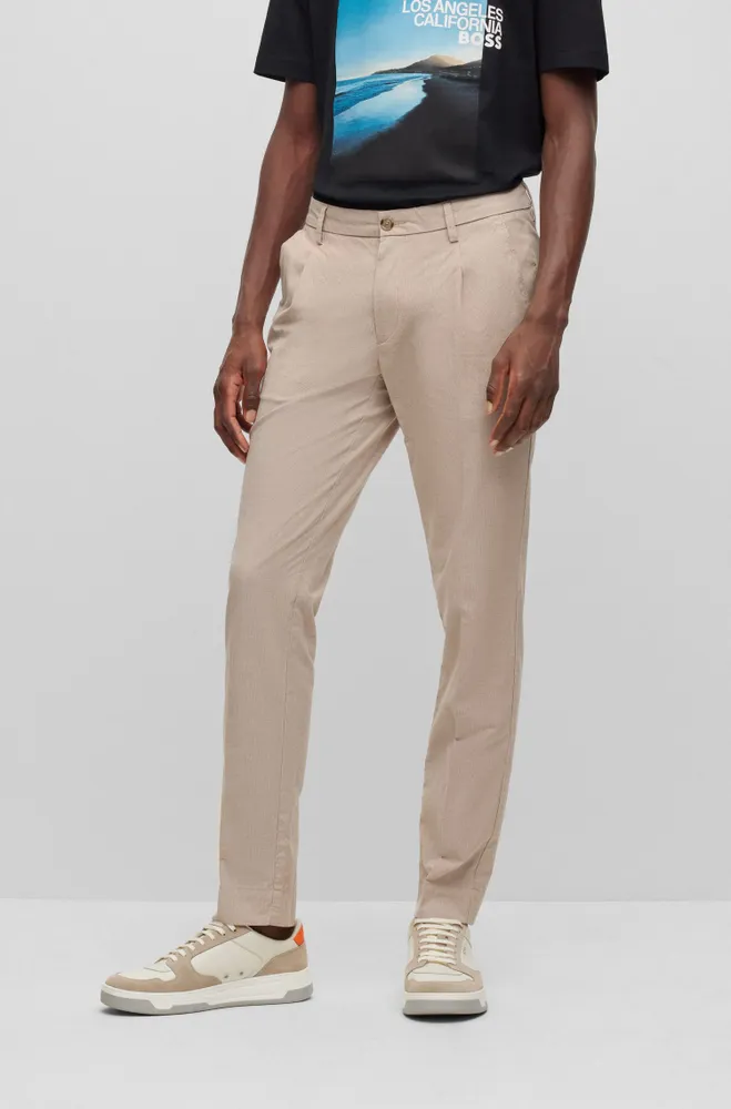 Slim-fit trousers a patterned stretch-cotton blend