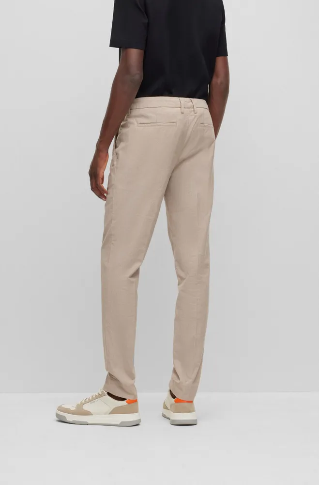 Slim-fit trousers a patterned stretch-cotton blend