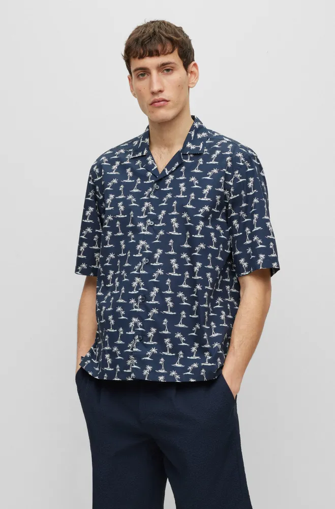 Regular-fit shirt printed cotton muslin