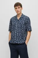 Regular-fit shirt printed cotton muslin