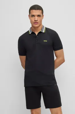 Cotton-blend slim-fit polo shirt with logo collar