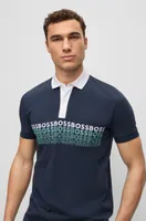 Cotton-blend polo shirt with embroidered logos