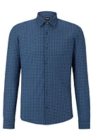 Slim-fit shirt patterned performance-stretch jersey