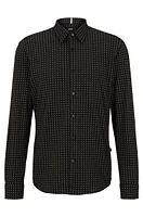 BOSS - Slim-fit shirt printed cotton-blend jersey Black