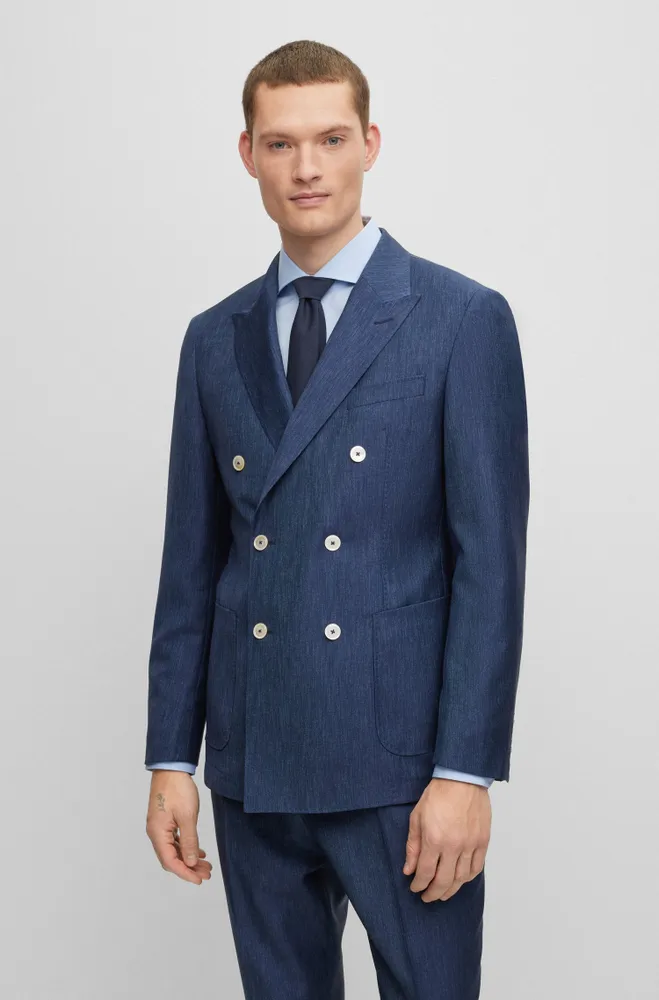 BOSS Slim-fit double-breasted suit virgin wool