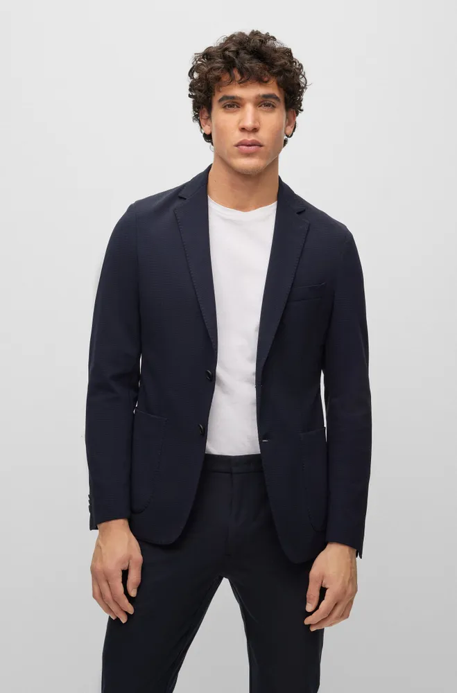 BOSS - Slim-fit jacket with monogram-patterned inner