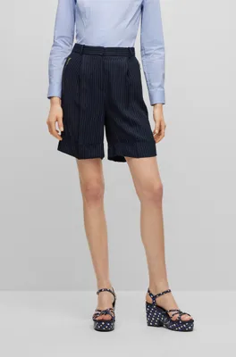 Wide-leg regular-fit pinstripe shorts