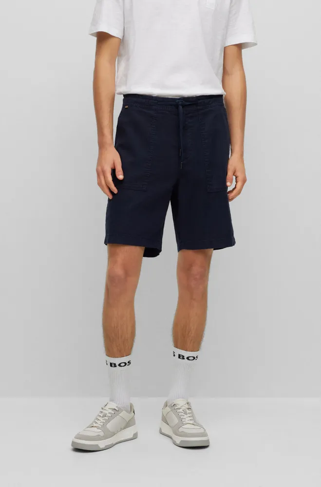 BOSS - Regular-fit shorts in linen and cotton