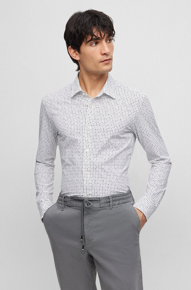 Slim-fit shirt printed performance-stretch jersey