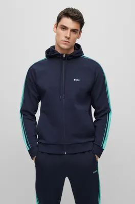 Cotton-blend tracksuit with contrast branding and piping