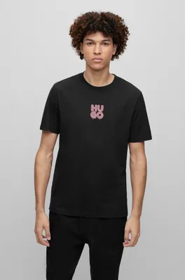 Cotton-jersey T-shirt with graffiti-style stacked logo