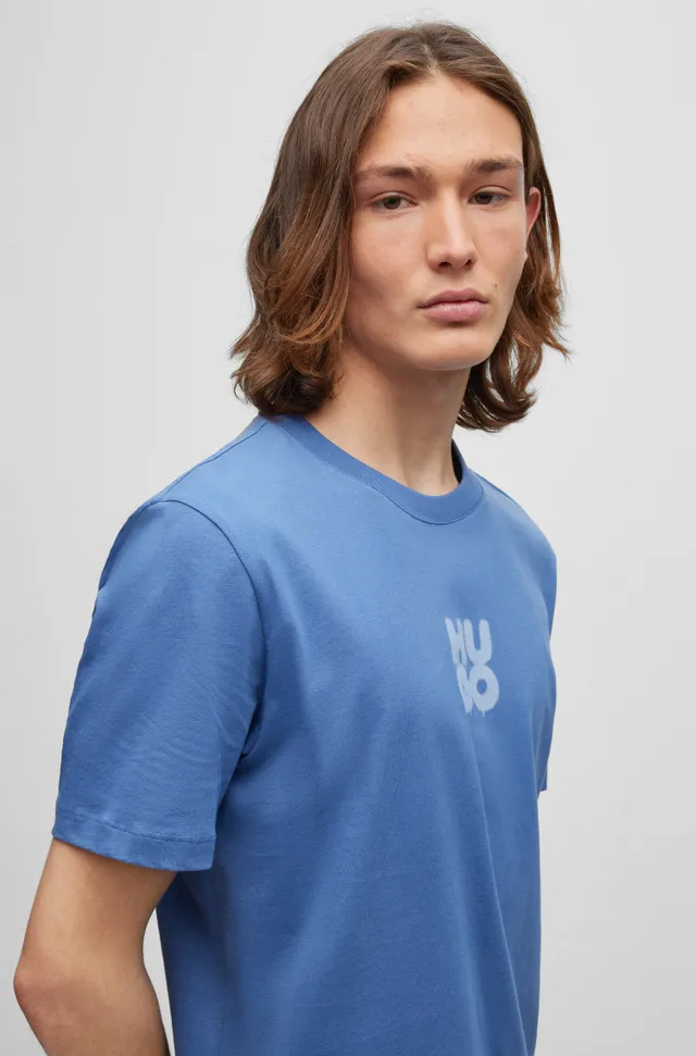 HUGO - Cotton-jersey T-shirt with graffiti-inspired stacked logo