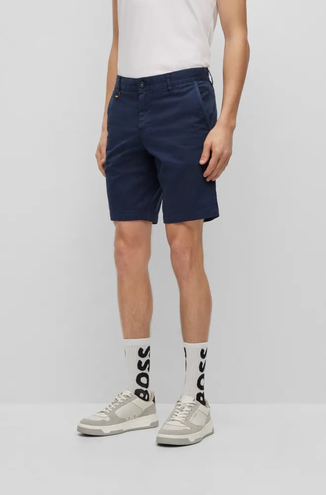 Slim-fit shorts printed stretch-cotton twill