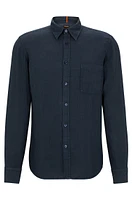 Regular-fit shirt linen canvas with barrel cuffs