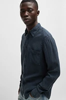 Regular-fit shirt linen canvas with barrel cuffs