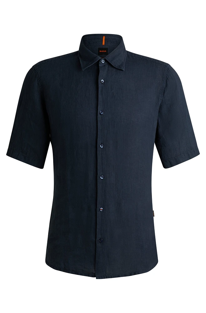 Regular-fit shirt linen canvas