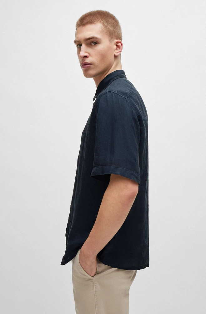 Regular-fit shirt linen canvas