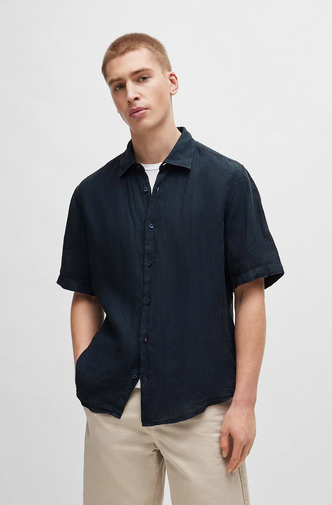 Regular-fit shirt linen canvas