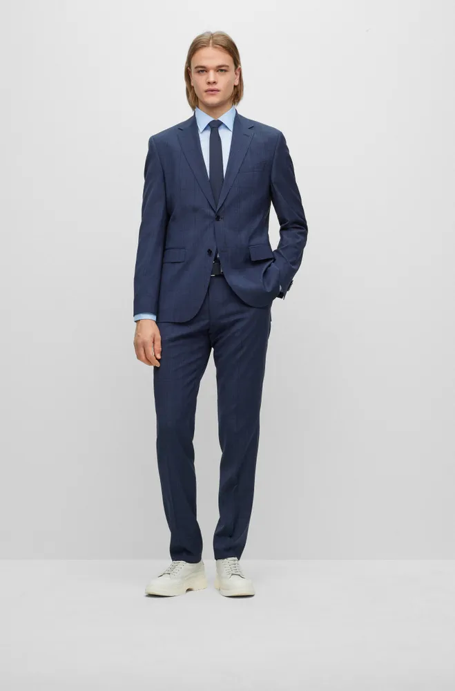 Regular-fit suit checked virgin wool