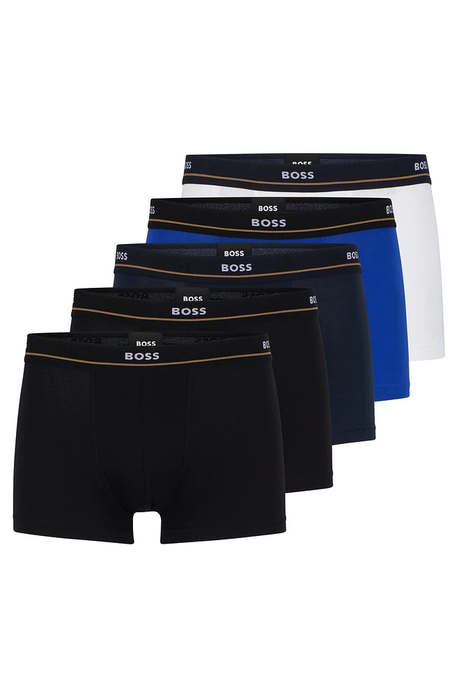 Five-pack of stretch-cotton trunks with logo waistbands