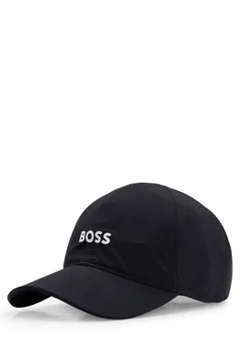 Stretch-poplin cap with contrast logo and perforations
