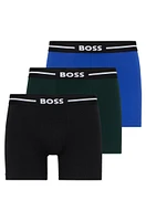 Three-pack of stretch-cotton boxer briefs with logos