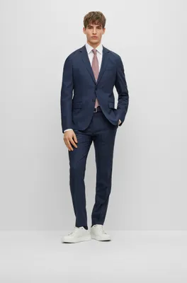 Slim-fit suit a checked virgin-wool blend