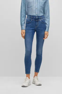 High-waisted skinny-fit jeans blue stretch denim