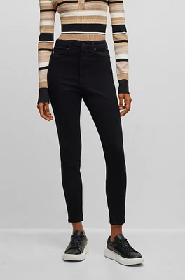 High-waisted cropped jeans black power-stretch denim