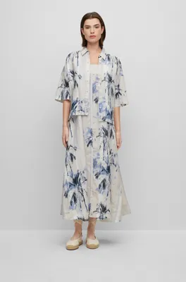 Relaxed-fit maxi dress printed linen