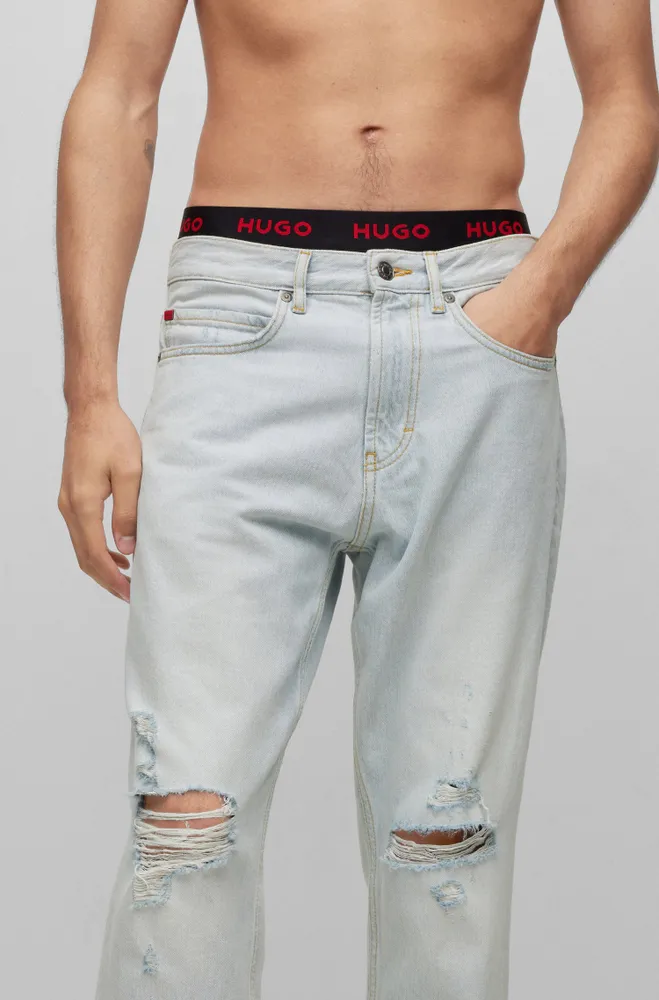 HUGO Regular-fit jeans light-blue rigid denim