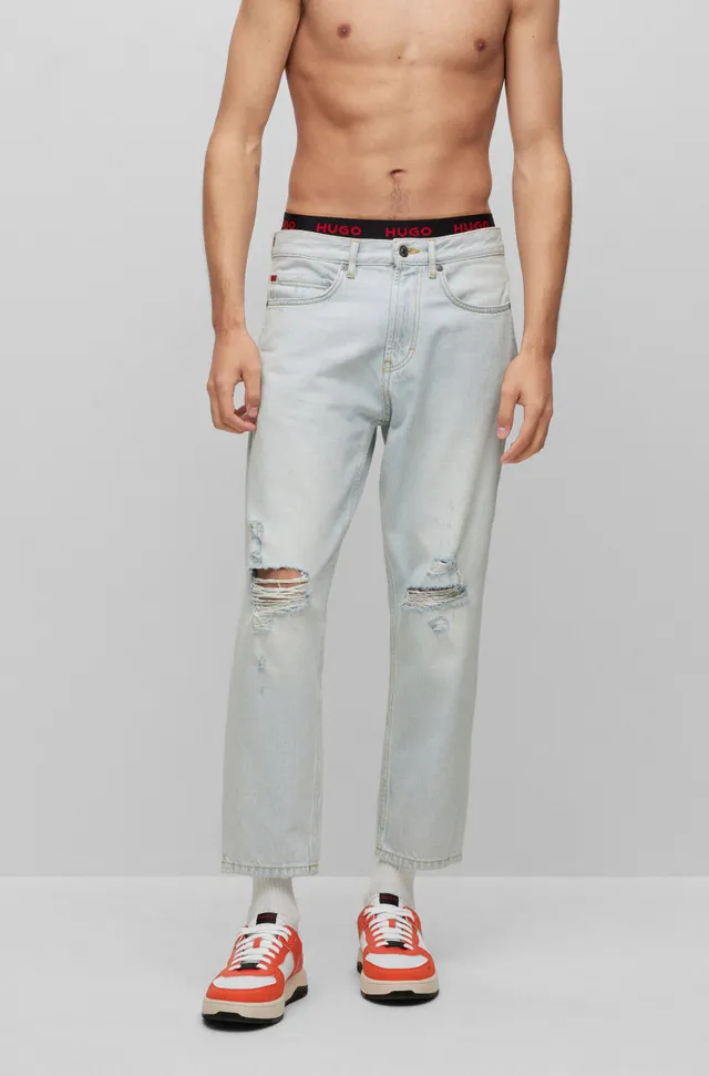 HUGO Regular-fit jeans dip-dyed rigid denim