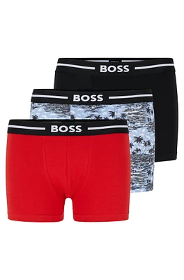 Three-pack of stretch-cotton trunks with logo waistbands