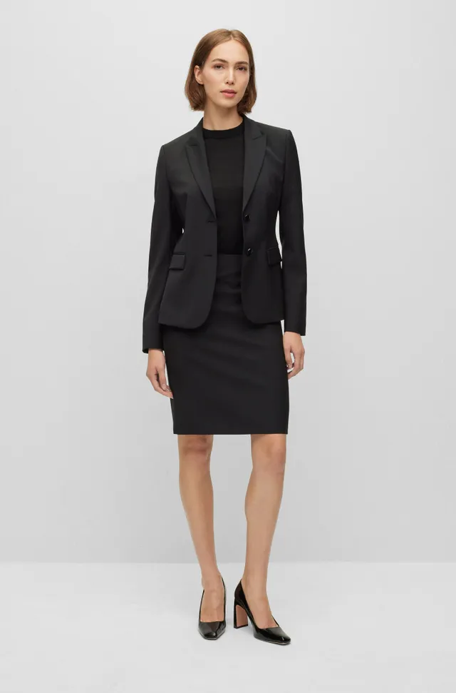 BOSS - Slim-fit pencil skirt in grained leather