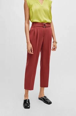 Regular-fit cropped trousers crease-resistant crepe