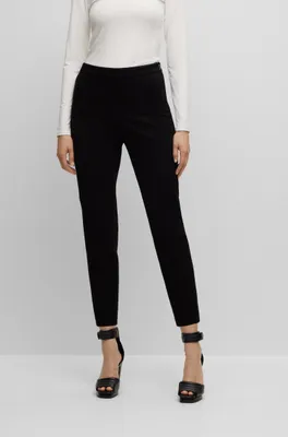 Regular-fit trousers stretch fabric with tapered leg