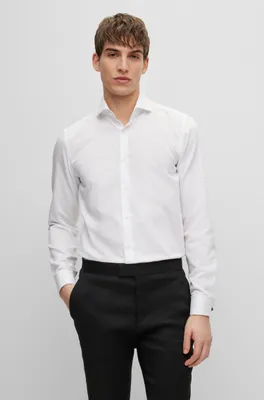 Slim-fit shirt structured cotton