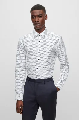 Slim-fit shirt printed Italian Oxford cotton