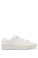 Leather low-top trainers with logo lace loop