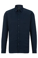 Slim-fit shirt stretch-linen chambray