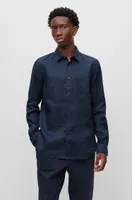 Slim-fit shirt stretch-linen chambray