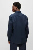 Slim-fit shirt stretch-linen chambray