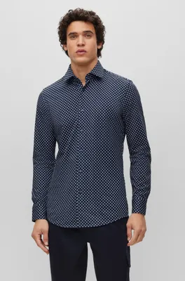 Slim-fit shirt performance-stretch cotton blend