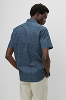 Slim-fit shirt printed stretch linen