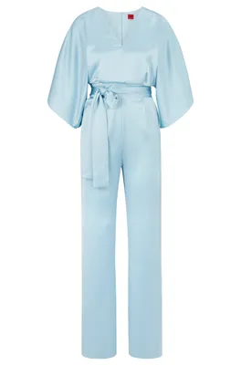 BOSS - Sleeveless V-neck jumpsuit with plissé pleats